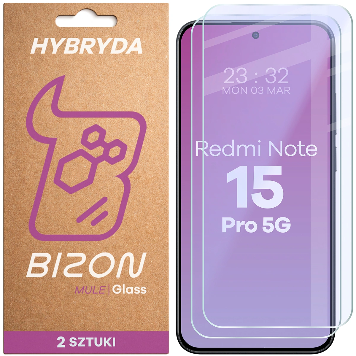 Elastyczne szkło hybrydowe Bizon Hybrid Mule Duo do Xiaomi Redmi Note 15 Pro 5G, 2 sztuki